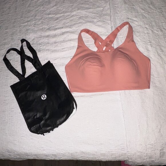 Like New Lululemon Energy Bra High Support 38DD Pink Puff W/ Reusable Tote Bag - Picture 2 of 10